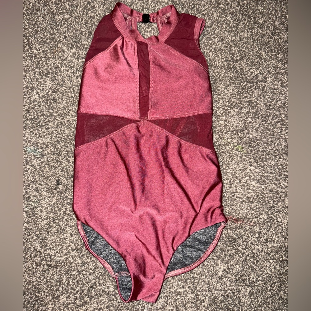 Five Dancewear Shiny Rose Burgundy Mesh Leotard